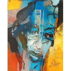 Khalid Khan-Kaay, 7 x 9.5 Inch, Acrylic on Board, Figurative Painting, AC-KHKN-099